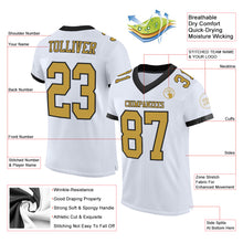 Load image into Gallery viewer, Custom White Old Gold-Black Mesh Authentic Football Jersey
