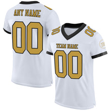 Load image into Gallery viewer, Custom White Old Gold-Black Mesh Authentic Football Jersey
