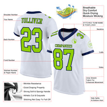 Charger l&#39;image dans la galerie, Custom White Neon Green-Navy Mesh Authentic Football Jersey
