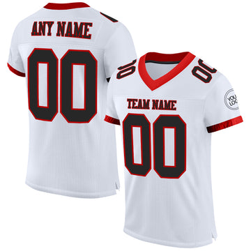 Custom White Black-Red Mesh Authentic Football Jersey