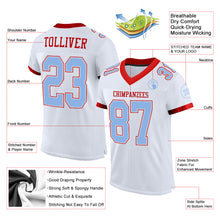 Laden Sie das Bild in den Galerie-Viewer, Custom White Light Blue-Red Mesh Authentic Football Jersey
