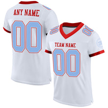 Laden Sie das Bild in den Galerie-Viewer, Custom White Light Blue-Red Mesh Authentic Football Jersey
