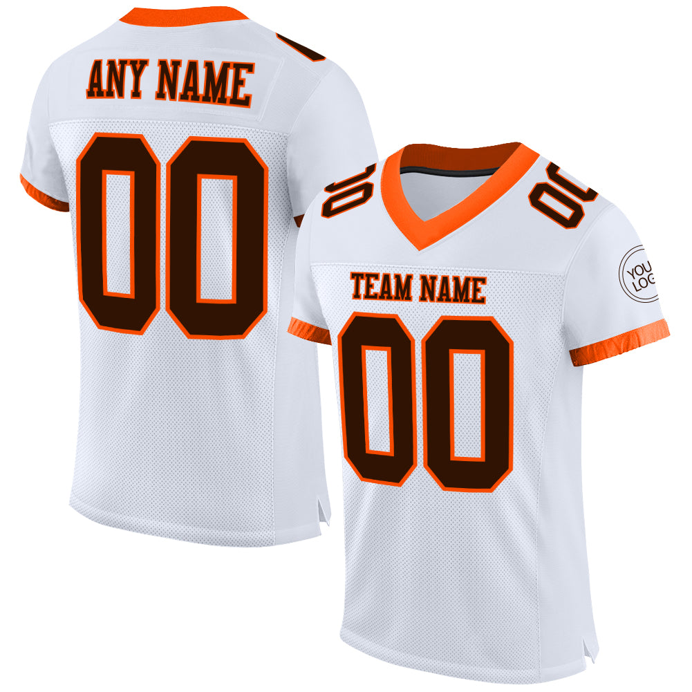 Cheap Custom Brown White-Orange Mesh Authentic Football Jersey Free  Shipping – CustomJerseysPro