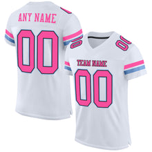 Charger l&#39;image dans la galerie, Custom White Pink Black-Light Blue Mesh Authentic Football Jersey
