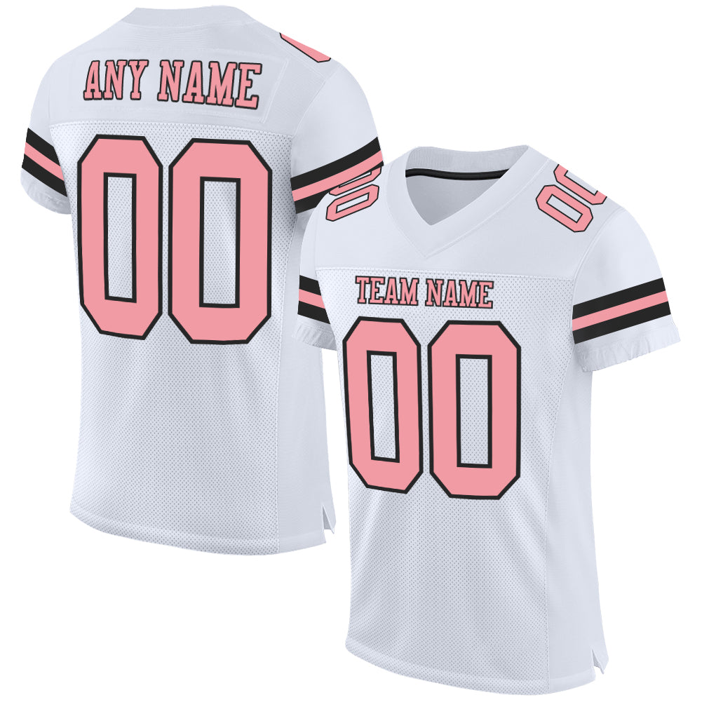 Cheap Custom Black White-Pink Mesh Authentic Football Jersey Free Shipping  – CustomJerseysPro