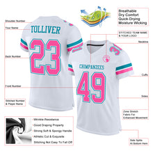 Загрузить изображение в средство просмотра галереи, Custom White Pink-Teal Mesh Authentic Football Jersey
