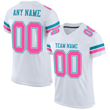 Загрузить изображение в средство просмотра галереи, Custom White Pink-Teal Mesh Authentic Football Jersey
