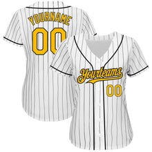 Charger l&#39;image dans la galerie, Custom White Black Pinstripe Gold Authentic Baseball Jersey
