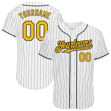 Charger l&#39;image dans la galerie, Custom White Black Pinstripe Gold Authentic Baseball Jersey
