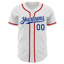 Load image into Gallery viewer, Custom White Royal-Red Authentic Baseball Jersey
