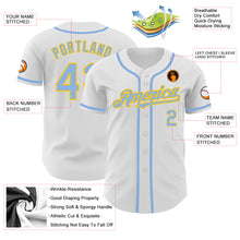 Загрузить изображение в средство просмотра галереи, Custom White Light Blue-Yellow Authentic Baseball Jersey
