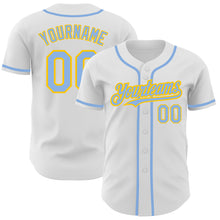 Загрузить изображение в средство просмотра галереи, Custom White Light Blue-Yellow Authentic Baseball Jersey
