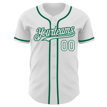 Custom White Kelly Green Authentic Baseball Jersey