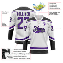 Загрузить изображение в средство просмотра галереи, Custom White Purple-Black Hockey Lace Neck Jersey
