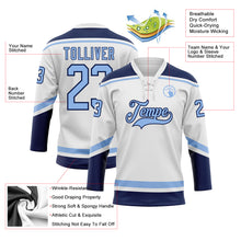 Загрузить изображение в средство просмотра галереи, Custom White Light Blue-Navy Hockey Lace Neck Jersey
