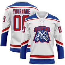 Charger l&#39;image dans la galerie, Custom White Red-Royal Hockey Lace Neck Jersey
