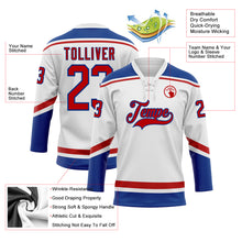 Charger l&#39;image dans la galerie, Custom White Red-Royal Hockey Lace Neck Jersey
