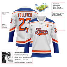 Charger l&#39;image dans la galerie, Custom White Orange-Royal Hockey Lace Neck Jersey
