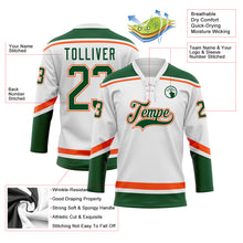 Charger l&#39;image dans la galerie, Custom White Green-Orange Hockey Lace Neck Jersey
