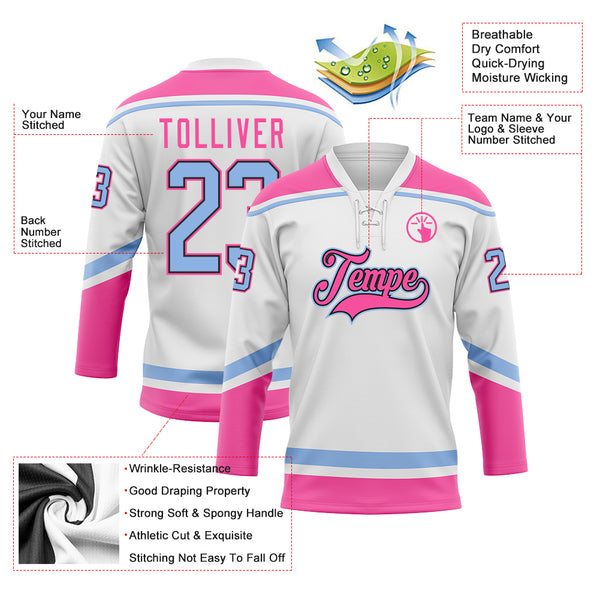 Cheap Custom Black Pink-Light Blue Hockey Jersey Free Shipping –  CustomJerseysPro