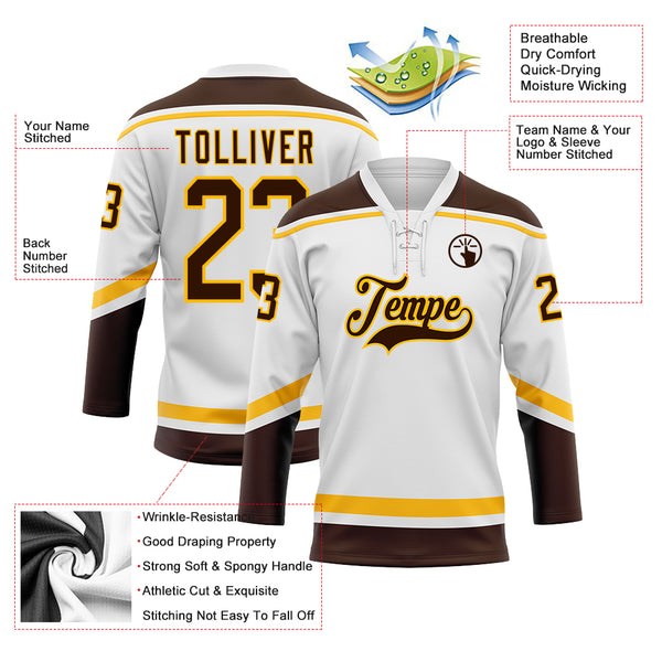 Cheap Custom Brown Red-White Hockey Jersey Free Shipping – CustomJerseysPro