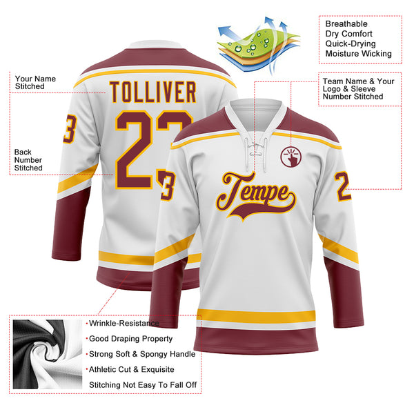 Cheap Custom Maroon Gold-White Hockey Jersey Free Shipping –  CustomJerseysPro