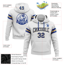 Загрузить изображение в средство просмотра галереи, Custom Stitched White Royal-Old Gold Football Pullover Sweatshirt Hoodie
