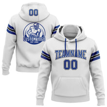 Загрузить изображение в средство просмотра галереи, Custom Stitched White Royal-Black Football Pullover Sweatshirt Hoodie
