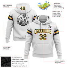 Загрузить изображение в средство просмотра галереи, Custom Stitched White Black-Gold Football Pullover Sweatshirt Hoodie
