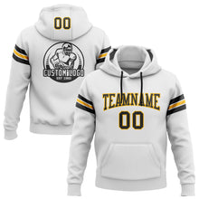 Загрузить изображение в средство просмотра галереи, Custom Stitched White Black-Gold Football Pullover Sweatshirt Hoodie
