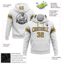 Загрузить изображение в средство просмотра галереи, Custom Stitched White Old Gold-Black Football Pullover Sweatshirt Hoodie
