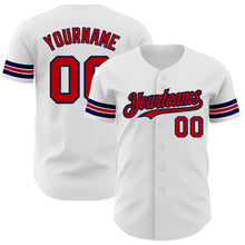 Load image into Gallery viewer, Custom White Red-Navy Authentic Baseball Jersey
