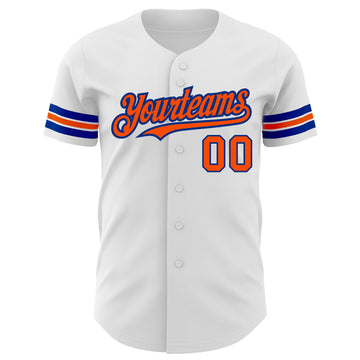 Custom White Orange-Royal Authentic Baseball Jersey