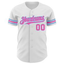 Загрузить изображение в средство просмотра галереи, Custom White Pink-Light Blue Authentic Baseball Jersey
