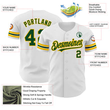 Load image into Gallery viewer, Custom White Green-Gold Authentic Baseball Jersey
