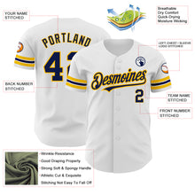 Load image into Gallery viewer, Custom White Navy-Gold Authentic Baseball Jersey
