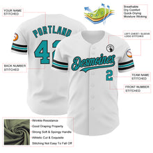 Load image into Gallery viewer, Custom White Teal-Black Authentic Baseball Jersey
