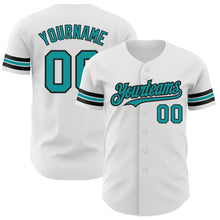 Load image into Gallery viewer, Custom White Teal-Black Authentic Baseball Jersey
