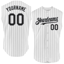 Charger l&#39;image dans la galerie, Custom White Black Pinstripe Gray Authentic Sleeveless Baseball Jersey
