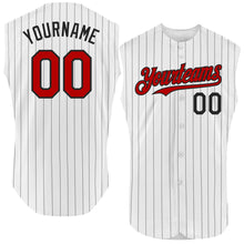 Charger l&#39;image dans la galerie, Custom White Black Pinstripe Red Authentic Sleeveless Baseball Jersey
