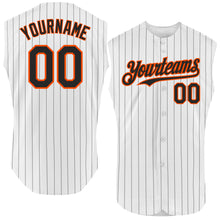 Charger l&#39;image dans la galerie, Custom White Black Pinstripe Orange Authentic Sleeveless Baseball Jersey
