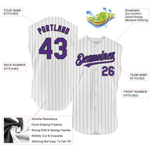 Charger l&#39;image dans la galerie, Custom White Black Pinstripe Purple Authentic Sleeveless Baseball Jersey
