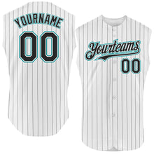 Charger l&#39;image dans la galerie, Custom White Black Pinstripe Teal Authentic Sleeveless Baseball Jersey
