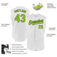 Charger l&#39;image dans la galerie, Custom White Black Pinstripe Neon Green Authentic Sleeveless Baseball Jersey
