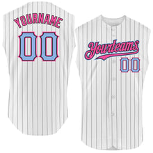 Charger l&#39;image dans la galerie, Custom White Black Pinstripe Light Blue-Pink Authentic Sleeveless Baseball Jersey
