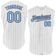 Charger l&#39;image dans la galerie, Custom White Black Pinstripe Light Blue Authentic Sleeveless Baseball Jersey
