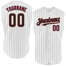 Charger l&#39;image dans la galerie, Custom White Black Pinstripe Crimson-City Cream Authentic Sleeveless Baseball Jersey
