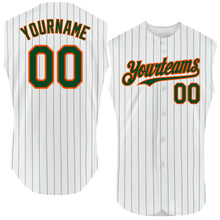 Charger l&#39;image dans la galerie, Custom White Green Pinstripe Gold Authentic Sleeveless Baseball Jersey
