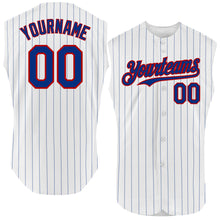 Charger l&#39;image dans la galerie, Custom White Royal Pinstripe Orange Authentic Sleeveless Baseball Jersey
