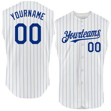 Charger l&#39;image dans la galerie, Custom White Royal Pinstripe Light Blue Authentic Sleeveless Baseball Jersey
